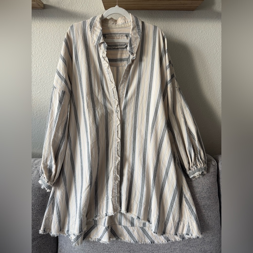 Striped Oversized Button-Up Shirt